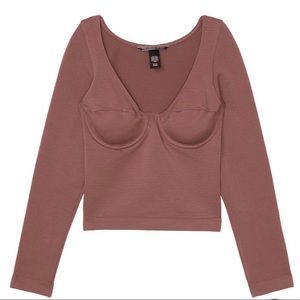 Victoria Secret Long-Sleeve Corset Top- Vintage Rose